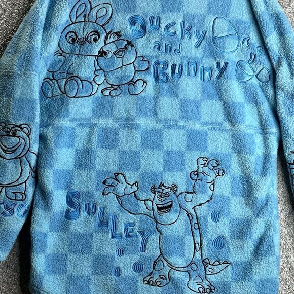 Disney Spirit Jersey Adult Small‎ Blue Pixar Sulley Lotso Fuzzy Fluffy Fleece - Picture 9 of 12